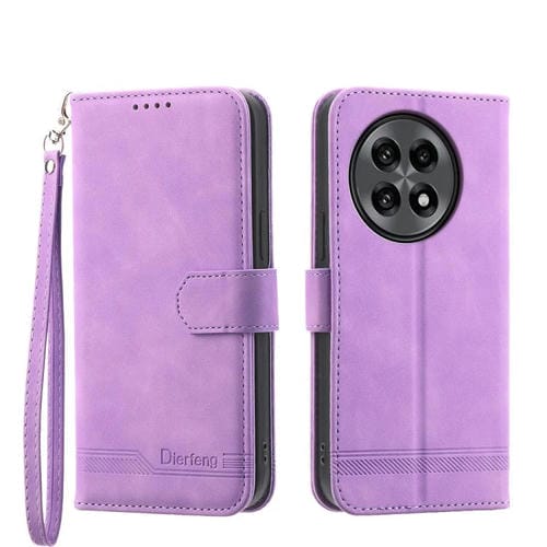 Funda Híbrida de Cuero Pu y TPU Dierfeng Dream Line para OnePlus 13R / Ace 5 / Ace 5 Pro (Morada)