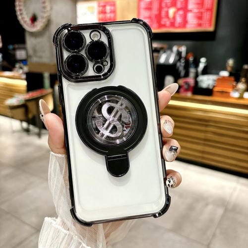 Estuche para Teléfono con Soporte Magsafe para iPhone 15 Pro Max con Película para Lente (Negro)