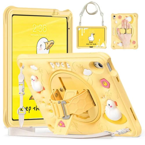 Funda Híbrida Silicona Soporte Giratorio para iPad 10.ª Generación (2022) 10,9 Pulgadas (Amarillo)