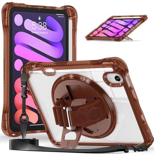 Funda híbrida TPU Transparente con Soporte Giratorio para iPad Mini 2024/Mini 6 (Chocolate)
