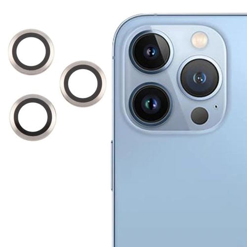 Cubierta de CĂĄmara Trasera PelĂcula de Lente de Vidrio Templado 9H para iPhone 13 Pro Max y 13 Pro (Plateada)