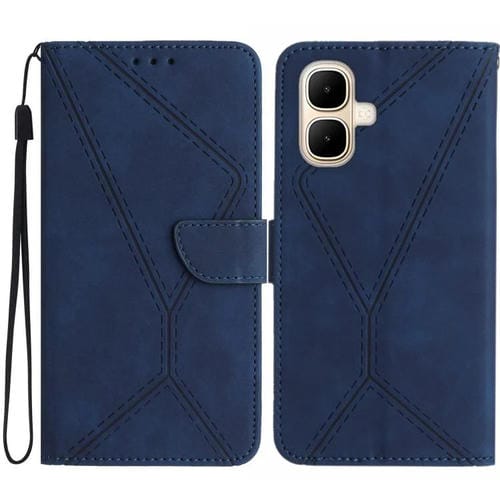 Funda de cuero con relieve y costuras para Infinix Smart 10 4G / Tecno Pop 10 (azul)