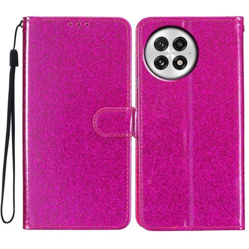 Funda de Cuero con Tapa y Purpurina para OnePlus 13 (Rosa)