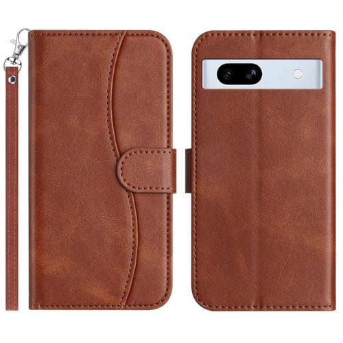 Funda de Cuero con Doble Pliegue en Forma de S para Google Pixel 7A (Café)
