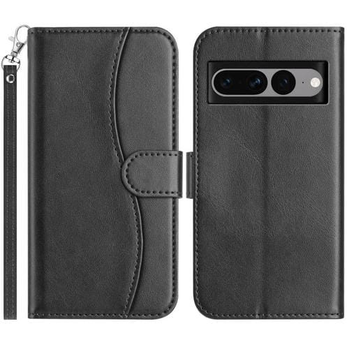 Funda de Cuero con Doble Pliegue en Forma de S para Google Pixel 7 Pro (Negra)