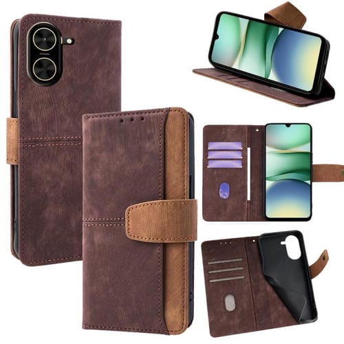 Funda de cuero con textura de piel y bloqueo RFID para Redmi A5 4G (171,7 mm) (marrón)