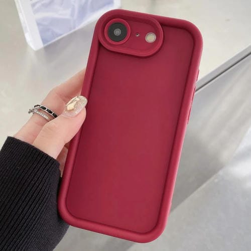 Funda de TPU con marco esmerilado y orificio preciso para iPhone 16e (rojo vino)