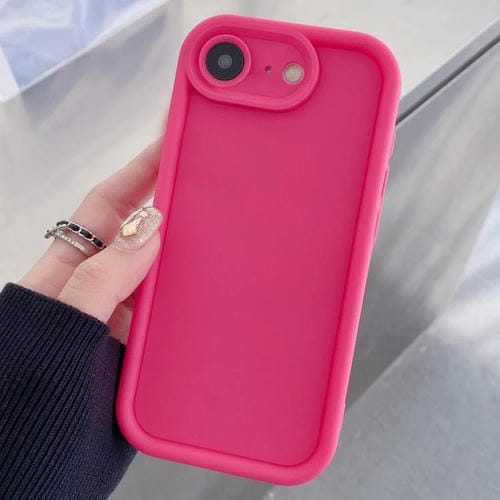 Funda de TPU con marco esmerilado y orificio preciso para iPhone 16e (rosa rojo)