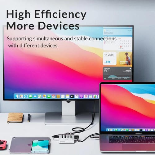 Concentrador de Acoplamiento Orico M3U7-G2 7 en 1 Tipo-C a USB 3.2 (Plateado)