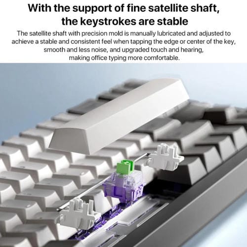 Teclado Mecánico Xiaomi Mk71 Pro con Cable, 2.4G y Bluetooth, Triple Modo para Juegos (Moon Rock)