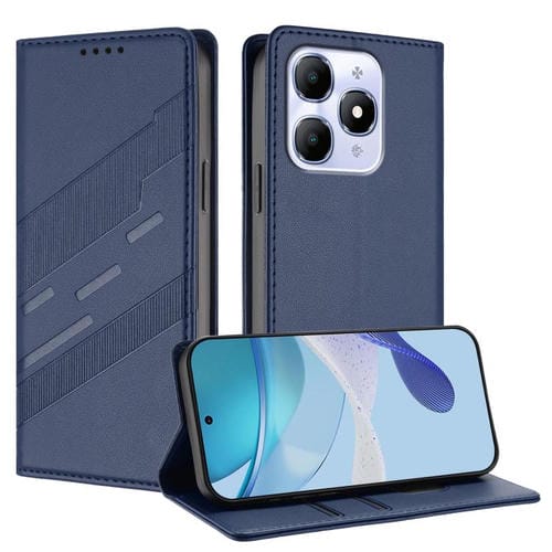 Funda de cuero retro con relieve para itel A90 (azul oscuro)