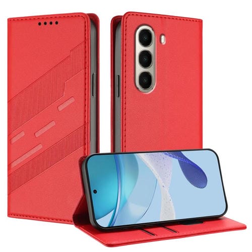Funda de cuero retro con relieve para itel A95 5G (roja)