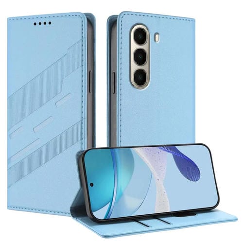 Funda de cuero retro con relieve para itel A95 5G (azul claro)