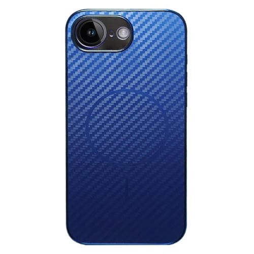 Funda MagSafe de fibra de carbono para iPhone 16e con cobertura total (azul)