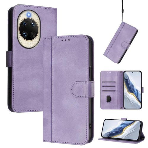 Funda de cuero retro con hebilla para Huawei Nova 14 (morado)