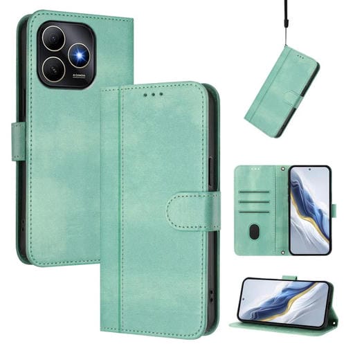 Funda de cuero retro con hebilla y empalme de los años 80 para Huawei Enjoy (verde menta)