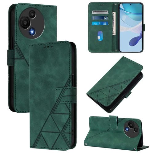 Funda de cuero con relieve 3D para TCL 605/60 SE (Verde)