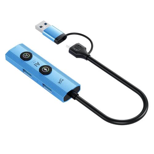 Adaptador concentrador USB 3.0 Tipo C YCE V295B 5 en 1 con IA (Azul)