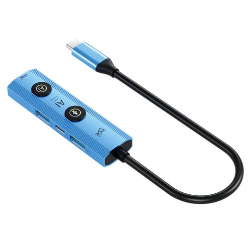 Adaptador concentrador USB-C YCE V297 7 en 1 con IA y salida 4K (Azul)