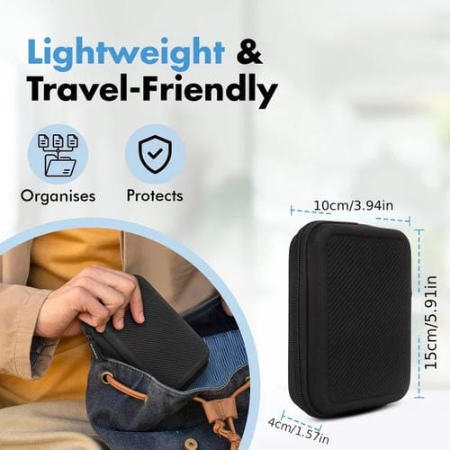 Bolsa almacenamiento portátil EVA para cable datos disco duro móvil (Negra)