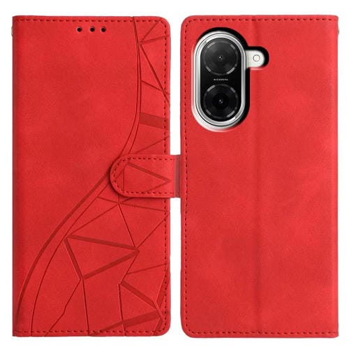 Funda de cuero con relieve de triángulos para Redmi A5 4G (173,3 mm) (roja)