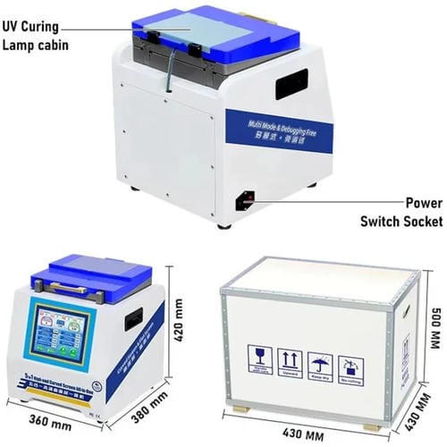 Macchina laminatrice anti-schiuma per indurimento UV YYD YD-636 Tutto in Uno Spina Regno Unito