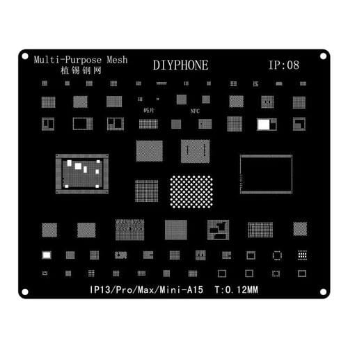 Modello di Reballing BGA Apple iPhone 13 e 13 Pro Max con Posizionamento Preciso e Taglio Laser di Precisione