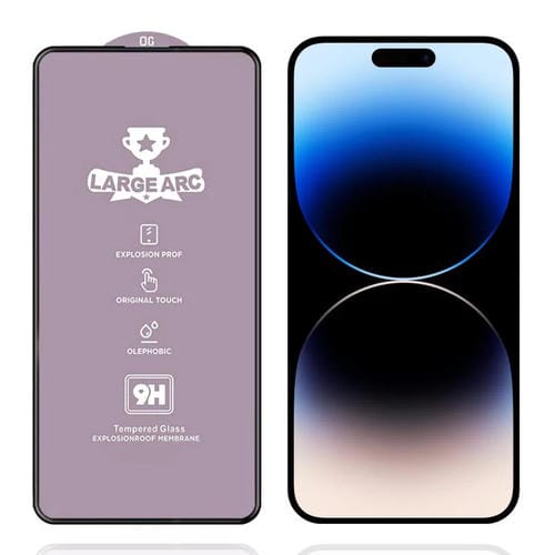 PelĂcula de vidrio templado de arco grande de aluminio de 0,4 mm de alto para iPhone 14 Pro Max 9H
