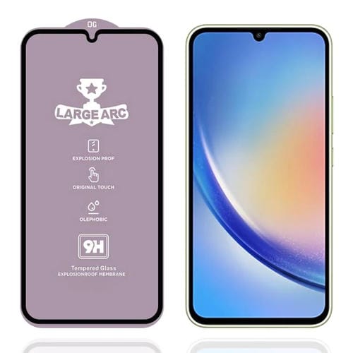 PelĂcula de vidrio templado de arco grande de aluminio de 0,4 mm de alto para Samsung Galaxy A34 5G 9H