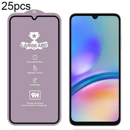 PelĂcula de vidrio templado de arco grande de aluminio de alta resistencia, 25 unidades, 9H, 0,4 mm, para Samsung Galaxy A05s