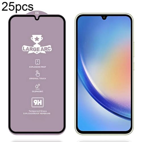 PelĂcula de vidrio templado de arco grande de aluminio de alta resistencia, 25 unidades, 9H, 0,4 mm, para Samsung Galaxy A34 5G