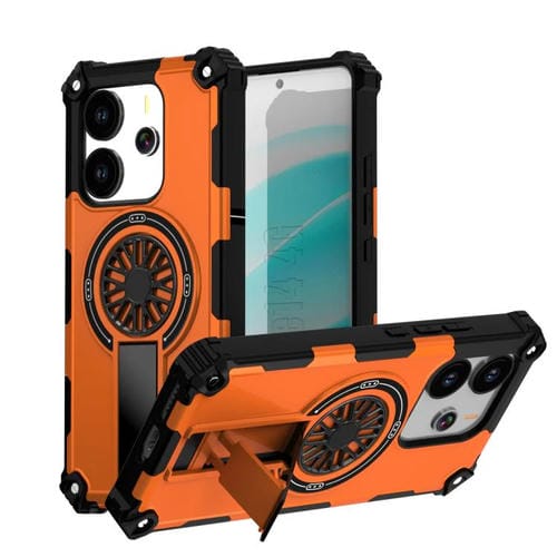 Funda para Redmi Note 14 4G de 163,25 mm con soporte metálico y eje MagSafe (naranja)