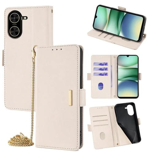 Funda de cuero con cadena cruzada para Redmi A5 4G (171,7 mm) (blanco)