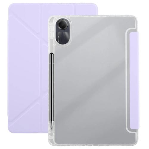 Funda de cuero acrílico transparente deformable para Redmi Pad SE 11 2025/Pad 2 (morado)