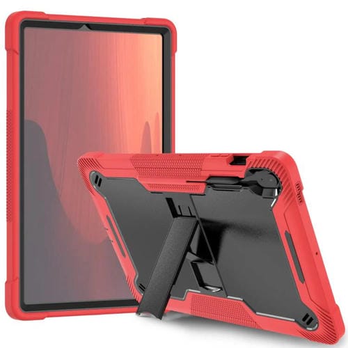 Funda híbrida de silicona a prueba de golpes para Samsung Galaxy Tab S10 FE+ con soporte (negro y rojo)