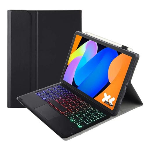 Funda ultrafina de cuero con teclado Bluetooth, retroiluminaciĂłn desmontable y panel tĂĄctil para Lenovo Xiaoxin Pad 11 2025 AM31-AS (negro)