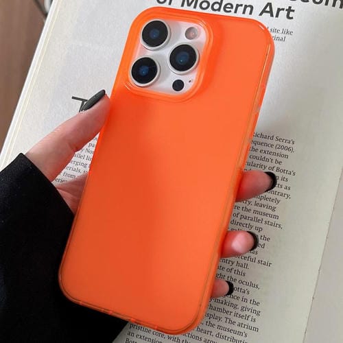 Funda de TPU transparente y cómoda para iPhone 16 Pro Max (naranja)