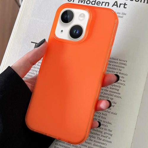 Funda de TPU transparente y cómoda para iPhone 14 (naranja)