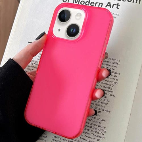 Funda de TPU transparente y cómoda para iPhone 13 (rosa roja)