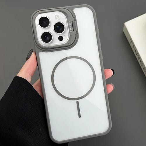 Funda magnética MagSafe para iPhone 16 Pro con soporte para lente de PC (gris)