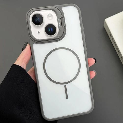 Funda magnética MagSafe para iPhone 13 con soporte para lente de PC (gris)