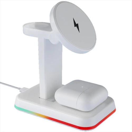 Cargador inalámbrico magnético 3 en 1 H63 de 15 W (blanco)