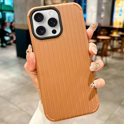 Funda MagSafe de cobertura total para iPhone 14 Pro Max con diseño inspirado en equipaje (marrón)