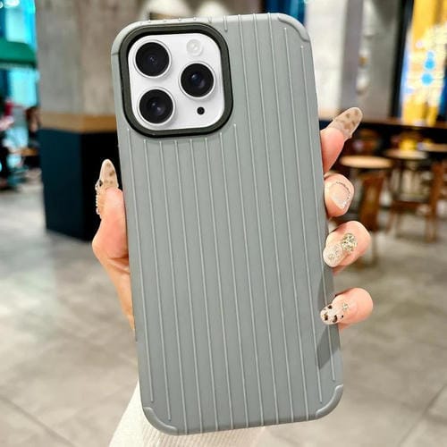 Funda MagSafe de cobertura total para iPhone 11 Pro Max con diseño inspirado en equipaje (gris)