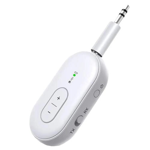 Adaptador de audio inalámbrico BT-21 2 en 1 para coche, receptor y transmisor de audio de 3,5 mm (blanco)