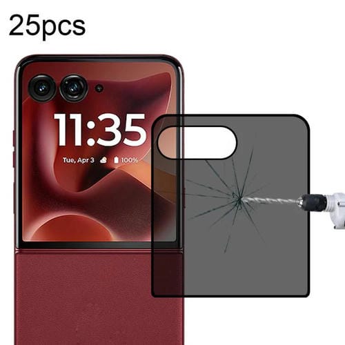 Película de vidrio templado curvado con pegamento 3D para Motorola Razr 60 Ultra, 25 unidades, antiespía y privacidad.