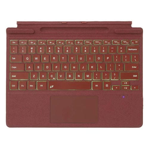 Teclado Bluetooth con panel tĂĄctil y retroiluminaciĂłn de un solo color para Microsoft Surface Pro 9/10/11/12 (rojo)