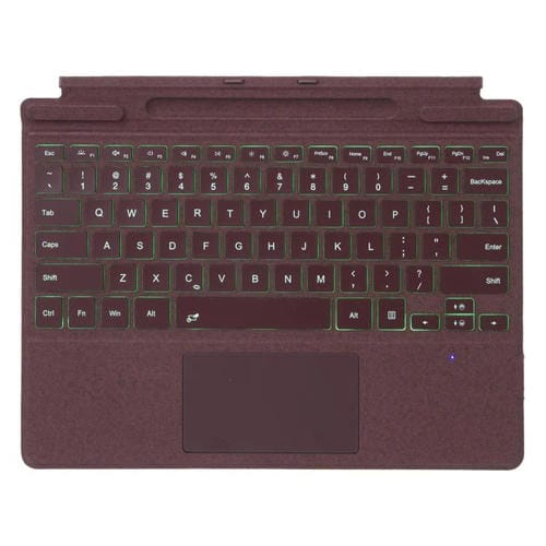 Teclado Bluetooth con retroiluminaciĂłn de un solo color y panel tĂĄctil para Microsoft Surface Pro 9/10/11/12 (rojo vino)
