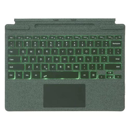 Teclado Bluetooth con retroiluminaciĂłn de un solo color y panel tĂĄctil para Microsoft Surface Pro 9/10/11/12 (verde)