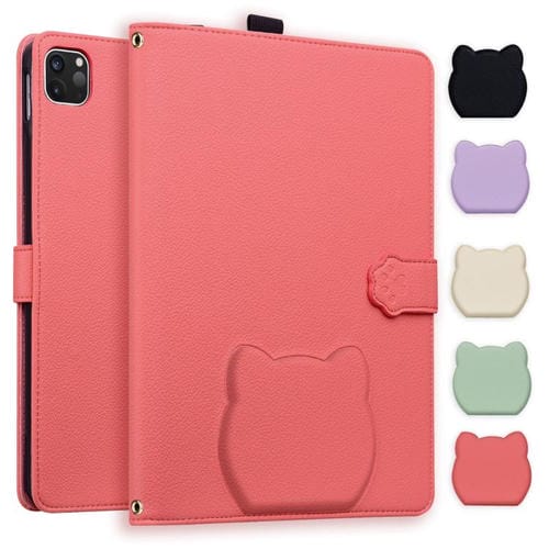 Funda inteligente de piel de lichi con tacto de gato para iPad Pro 13 (2024) (rojo sandía)